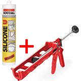 Soudal Şeffaf Silikon 280 Gram + Silikon Tabancası Set - 1 Adet