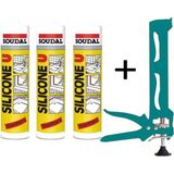 Soudal Şeffaf Silikon 280 ml 3 Adet + Silikon Tabancası