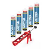 Soudal Silikonize Mastik, Acryrub Dolgu Mastiği Beyaz 450 Ml, 5 Adet + Silikon Tabancası