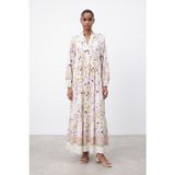 Soul Çiçek Desenli Bohem Maxi Elbise -32531ELB - Lila