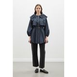Soul Kadın Balon Kol Detaylı Kemerli Kısa Trenchcoat 32450TRC - Bej - L - XL