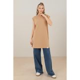 Soul Kadın Basic Kolsuz T-shirt - 30725TUN - CAMEL
