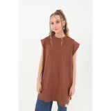 Soul Kadın Basic Kolsuz T-shirt - - BROWN 30725TUN