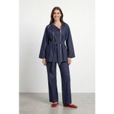 Soul Kadın Dik Yaka Fermuarlı Kot Tunik Pantolon Takım – 32478TKS - NAVY