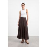 Soul Kadın Dikey Biyeli Çan Kesim Dokuma Etek – 32483ETK - BROWN