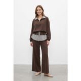 Soul Kadın Düz Desenli Dokuma Tunik Pantolon Takım – 32462TKS - BROWN