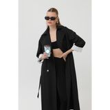 Soul Kadın Garni Çizgili Detaylı Trench Trençkot 32141 - Siyah - L - XL
