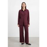 Soul Kadın Gömlek Yaka Rahat Kesim Tunik Pantolon Takım – 32493TKS - BURGUNDY