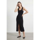 Soul Kadın Kalın Askılı Yırtmaçlı Elbise - 31861ELB - BLACK