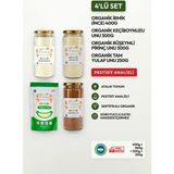 Soul Kitchen Organik Ürünler Organik İrmik 400 g, Keçiboynuzu Unu 300 g, Rüşeymli Pirinç Unu 300 g, Tam Yulaf Unu 250 g Cam Ek Gıda Seti