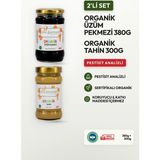 Soul Kitchen Organik Ürünler Organik Tahin, Üzüm Pekmezi İkili Ek Gıda Seti Soğuk Sıkım Şeker İlavesiz