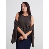Soulife Büyük Beden Bisiklet Yaka Kadın Triko Kazak - Kahverengi - 5XL