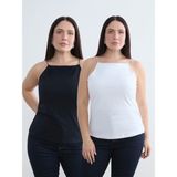 Soulife Büyük Beden Halter Yaka Kadın Atlet 2'li - Beyaz - 3XL