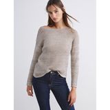 Soulife Kayık Yaka Ajurlu Kadın Triko Kazak - Sarı