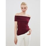 Soulife Kayık Yaka Bluz - Bordo - XS
