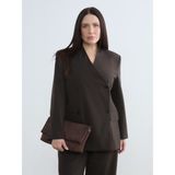 Soulife Kruvaze Yaka Kadın Blazer Ceket - 48 - Kahverengi