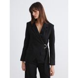 Soulife Kruvaze Yaka Kadın Blazer Ceket - 52 - Siyah