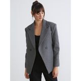 Soulife Kruvaze Yaka Kadın Kaşe Blazer Ceket - XL - Antrasit