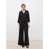 Soulife Loose Fit Krep Kadın Pantolon - Siyah - 34