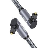SOUNDFAM 90 Derece Optik Ses Kablosu Çift Sağ Açılı Optik Kablo 360 Derece Serbest Dönen Fiş, Dijital Ses Optik Kablosu, Ev Sineması, Ses Çubuğu, TV için, Gri (3,3 ft/1 m)