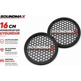 Soundmax 16CM Hoparlör Kapağı - Soundmax Logolu Kaliteli Plastik Midrange Hoparlör Kapak 16 cm - 2 Adet