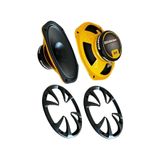 Soundmax Oval 6x9 M69xh Çifti Yeni Pro Sarı Seri Oto Midrange Ve Kapak Takımı Çifti 500 Watt
