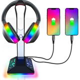 Sourcelll Rgb Kulaklık Standı 2 USB 2.0 Uzatma Şarj Portu Genişletici Kablosu, Masa Oyun Kulaklığı T