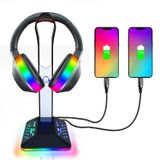 SOURCELLL RGB Kulaklık Standı 2 USB 2.0 Uzatma Şarj Portu Genişletici Kablosu, Masa Oyun Kulaklığı Tutacağı, Soğuk LED Kulaklık Tutucu PC Oyun Aksesuarları, Oyun Hediyeleri