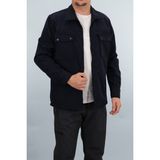 Souris Erkek Koyu Lacivert Slim Fit Mevsimlik Softshell Gömlek Ceket Fermuarlı Kapaklı Çift Cepli