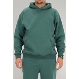 Souris Erkek Petrol Yeşili Oversize Kapüşonlu Sweatshirt 3 Iplik Şardonlu Kanguru Cepli