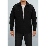 Souris Erkek Siyah Slim Fit Mevsimlik Softshell Gömlek Ceket Fermuarlı Kapaklı Çift Cepli - XL