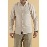 Souris Erkek Slim Fit Viskon Keten Gömlek Taş Rengi