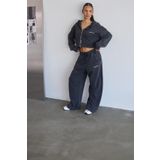 South Coast Siyah Soluk Efektli Crop Hoodie Ve Sweatpants Takım