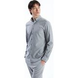 Southblue Gri Slim Fit Uzun Kollu Çizgili Erkek Gömlek - 2XL