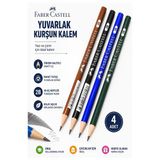Şövalye Kurşun Kalem 4 Adet Faber Castell Yuvarlak Gövdeli Siyah Kurşun Kalem Yumuşak Yazım Kolay Tutuş Kaliteli