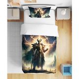 Şövalye Savaşçı 3D Dijital Baskılı Tek Kişilik Çarşafsız Genç Çocuk Erkek Nevresim Takımı - Renkli - 160 x 220 cm
