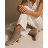 SOVENSO SHOES Grained Hakiki Deri Vizon Renk Bej Taban Kısa Bot