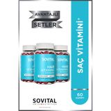 SOVITAL Hair Biotin 5000 mcg Ahududu Aromalı Şekersiz Çiğnenebilir Saç Vitamini 60 Gummy x3 Adet