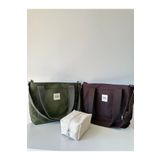 Sowa Collection 3lü Set Çıt Çıtlı Astarlı Kanvas Kadın El ve Omuz Çantası Makyaj Çantası