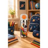 Sowo Home Siply 600 ml Desenli 304 Paslanmaz Çelik Çocuk Su Matarası Çift İçim Modlu Kilit Kapaklı Suluk,Uzay Desenli