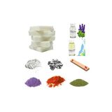 Soya Wax Başlangıç Mum Yapım Seti-4, Mor-Turuncu- Yeşil Mum Boyası, Lavanta-Okyanus