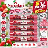 Soyalan Çilek Kokulu Büzgülü Çöp Torbası Büyük Boy 65X70 cm 5'li Paket 50 Adet