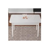soylu concept Mdf 70x110 Beyaz Mermer Desen Masa Sabit Mutfak Masası, Yemek Masası