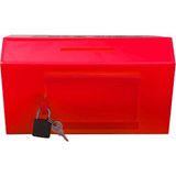 Soylu Pleksi Pleksi Tip Box Bahşiş Kutusu Kırmızı 20X13XH12 cm SV209 - 1 Adet - 20 x 13 x 12 cm