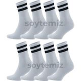Soytemiz Çizgili Kolej Çorap 8 Çift Beyaz Çok Renkli Özel Parfüm Kokulu - 36 - 41