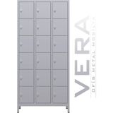 Soyunma Dolabı 18 Kişilik Metal Dolap - Açık Gri - 88.5X50X190