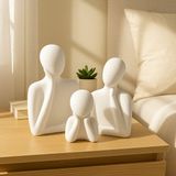 Soyut Aile Heykeli Seti – El Yapımı Modern Biblo | 2, 3, 4 Çocuklu Aile Figürleri | Minimalist Dekoratif Aksesuar - 3 Kişilik Aile