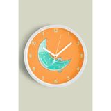 Soyut Ay Tasarımı Çocuk Odası Modern Duvar Saati - 35cm - Önü Camlı Beyaz Kasa - Sessiz Mekanizma, JH0256S35BKP