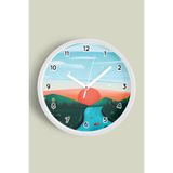 Soyut - Bohem - Doğa - Deniz Manzaralı Modern Duvar Saati - 25cm - Önü Camlı Beyaz Kasa, JH1294S25BKP