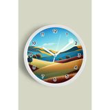 Soyut - Bohem - Doğa - Deniz Manzaralı Modern Duvar Saati - 30cm - Önü Camlı Beyaz Kasa, JH1308S30BKP